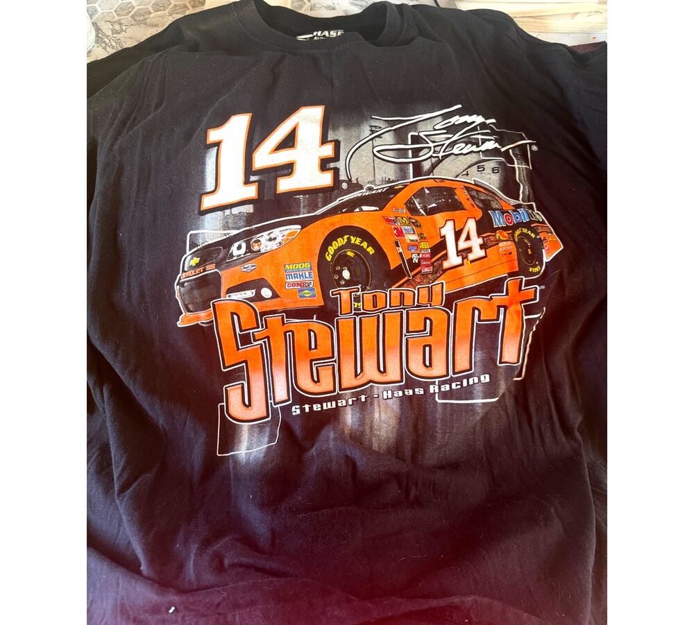 SKU3322 Tony Stewart #14 Haas Racing NASCAR T-Shirt Size 4XL Double Sided Print